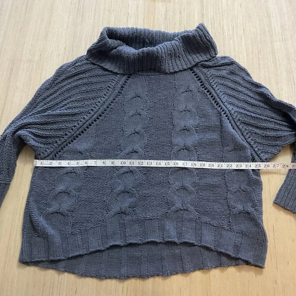 Terra & Sky Cable Knit Chenille Mock Neck Gray Sweater Size 1X - Image 8
