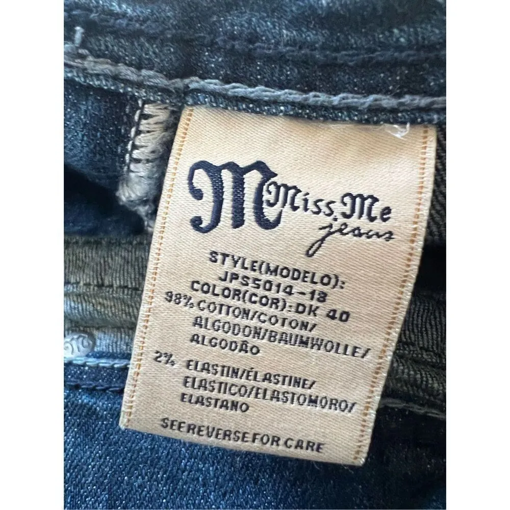 Miss Me Distressed Back Button Flap Boot Cut Jeans 27" - Image 4