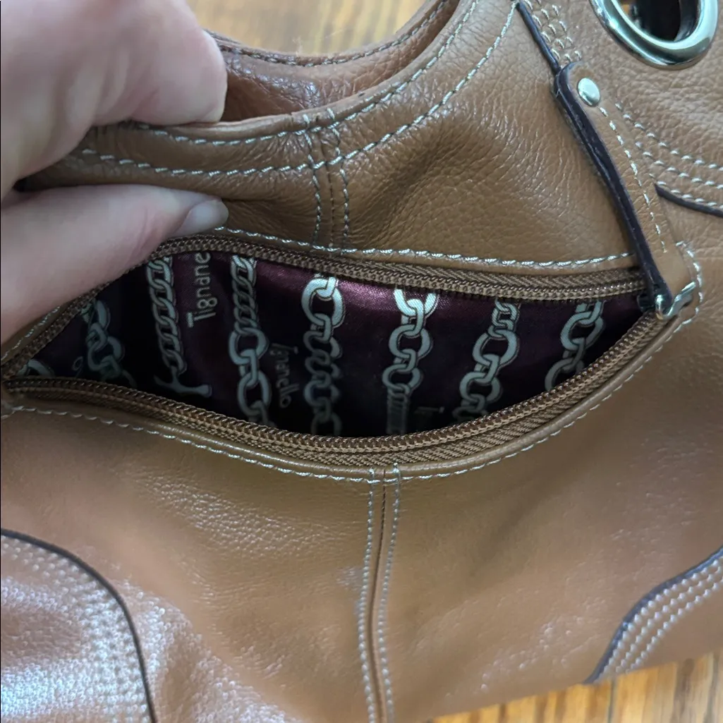 TIgnanello‎ Leather Shoulder Bag Caramel Brown Purse - Image 13