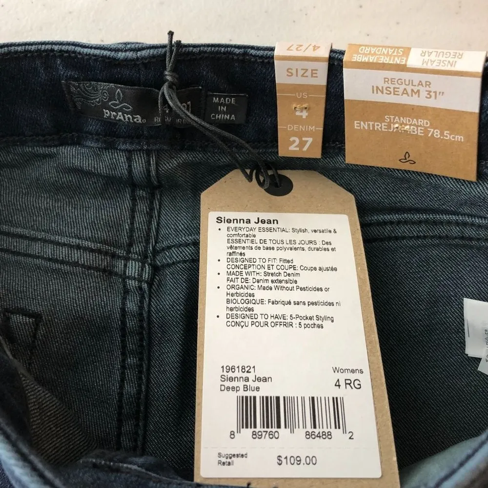 PrAna Women’s Sienna Slim Fit Skinny Jeans Stretch Organic Cotton Deep Blue 6 - Image 5