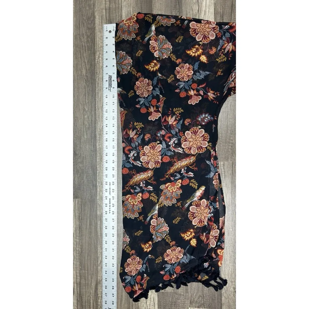 Sweet Rain Womens Medium Floral Sheer Open Front Cardigan Beach Cover Up - Image 4