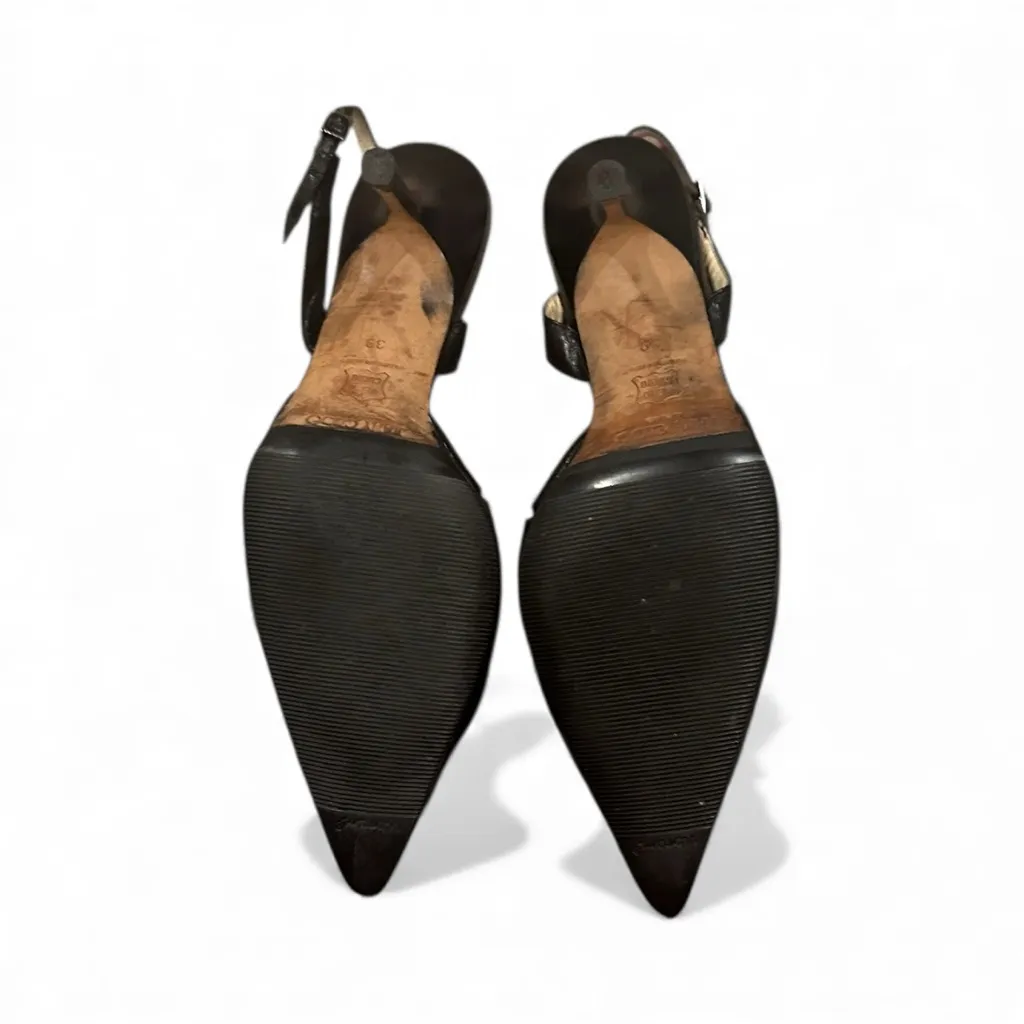 Jimmy Choo Chana K black leather cutout halter pointy toe heels vintage Size 39 - Image 5