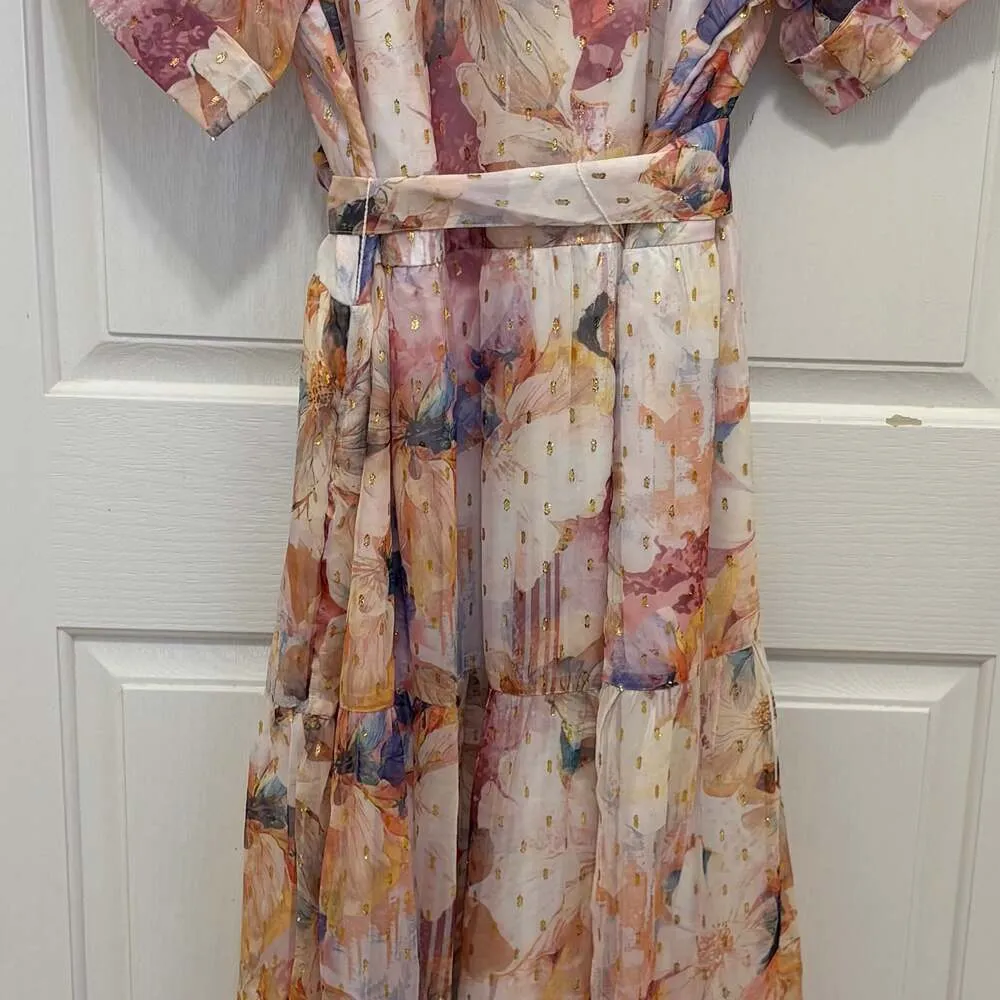 VENUS Floral Shine Detail Maxi Digital Wildflowers sheer  Dress - Image 3