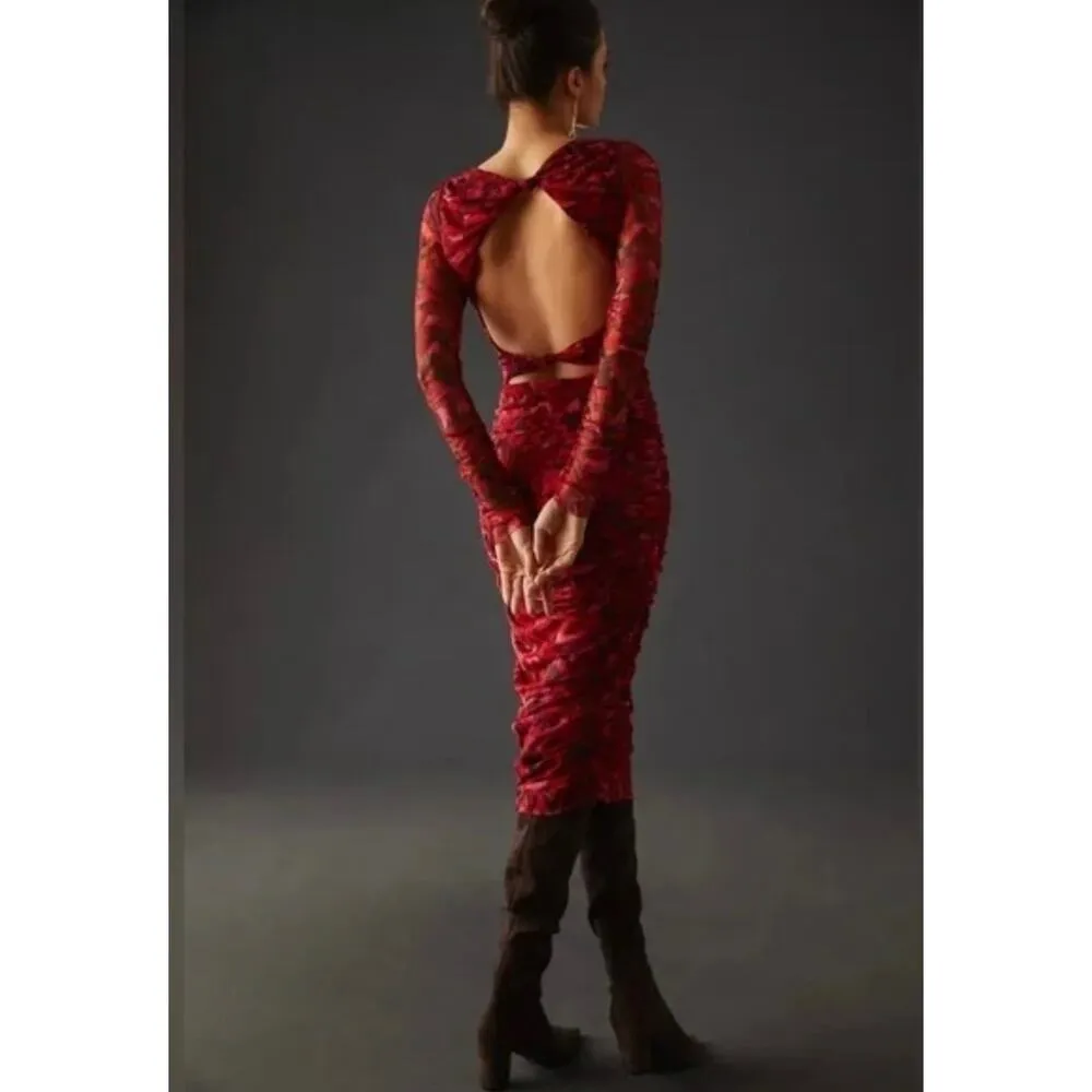 NWT! MISA Los Angeles Iselin Geo Print Mesh Body-Con Dress - Size Large - Image 4