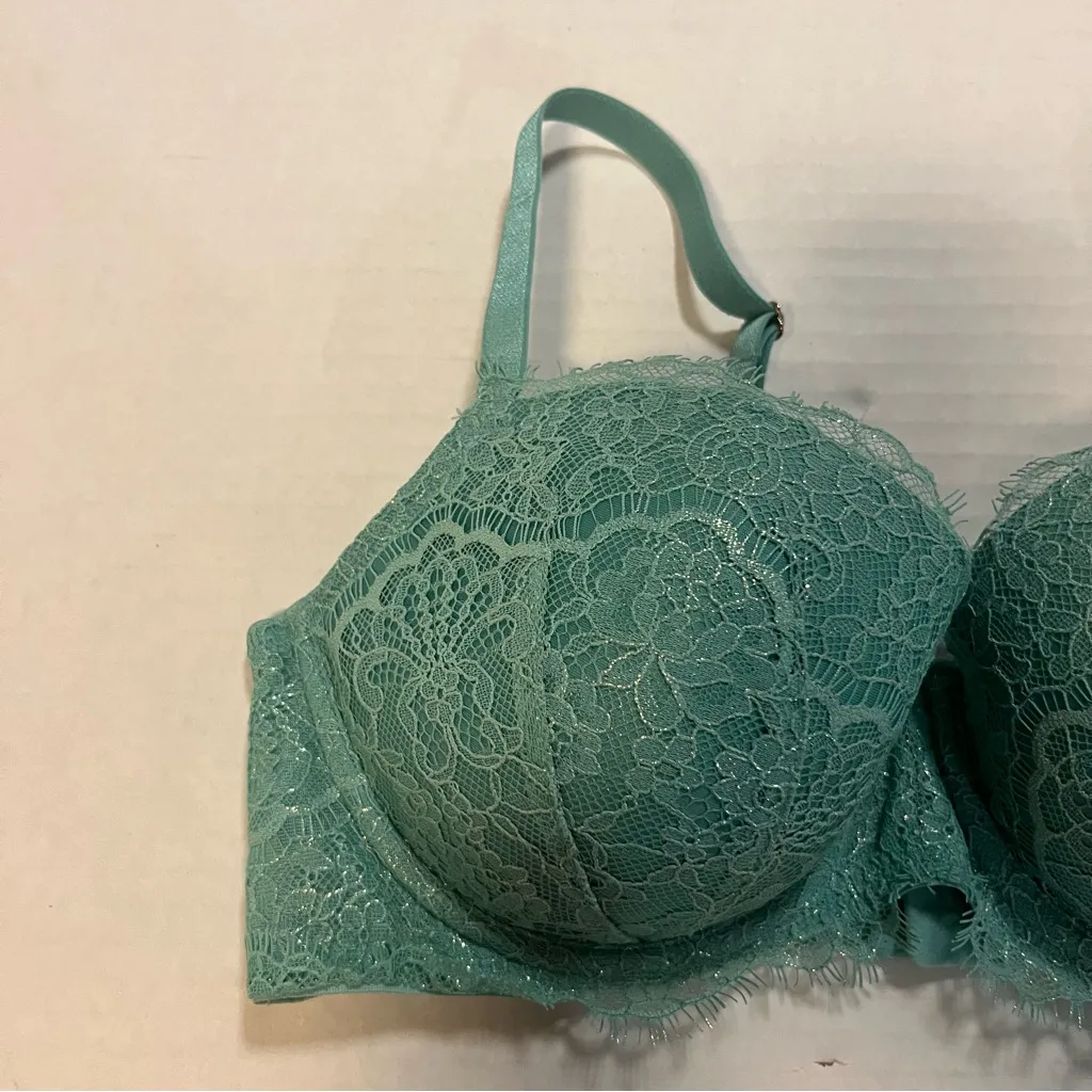Victoria’s Secret Dream Angels Twinkle Lace Demi Bra in Arctic Green Sz 34D EUC - Image 3