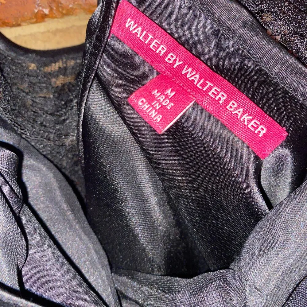 Walter by Walter Baker Black Lace Metallic Sleeveless Fit & Flare Dress Medium - Image 4