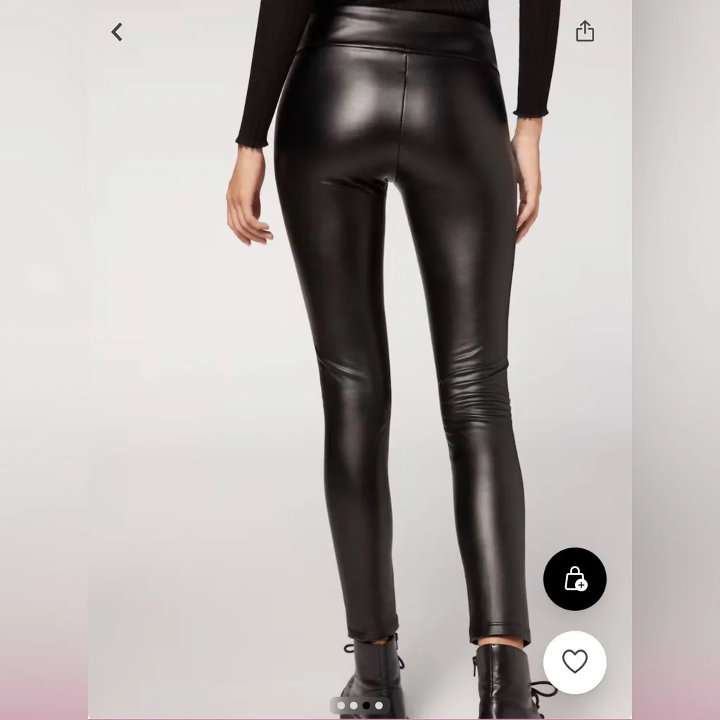 Calzedonia thermal leather effect leggings black medium - Image 2