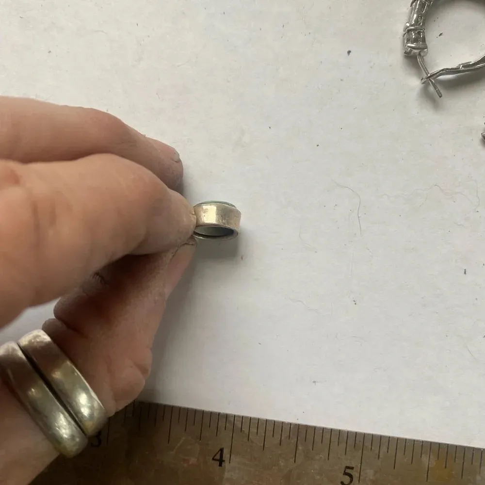 Turquoise and sterling sand casted eagle cuff bracelet Silver - Image 10