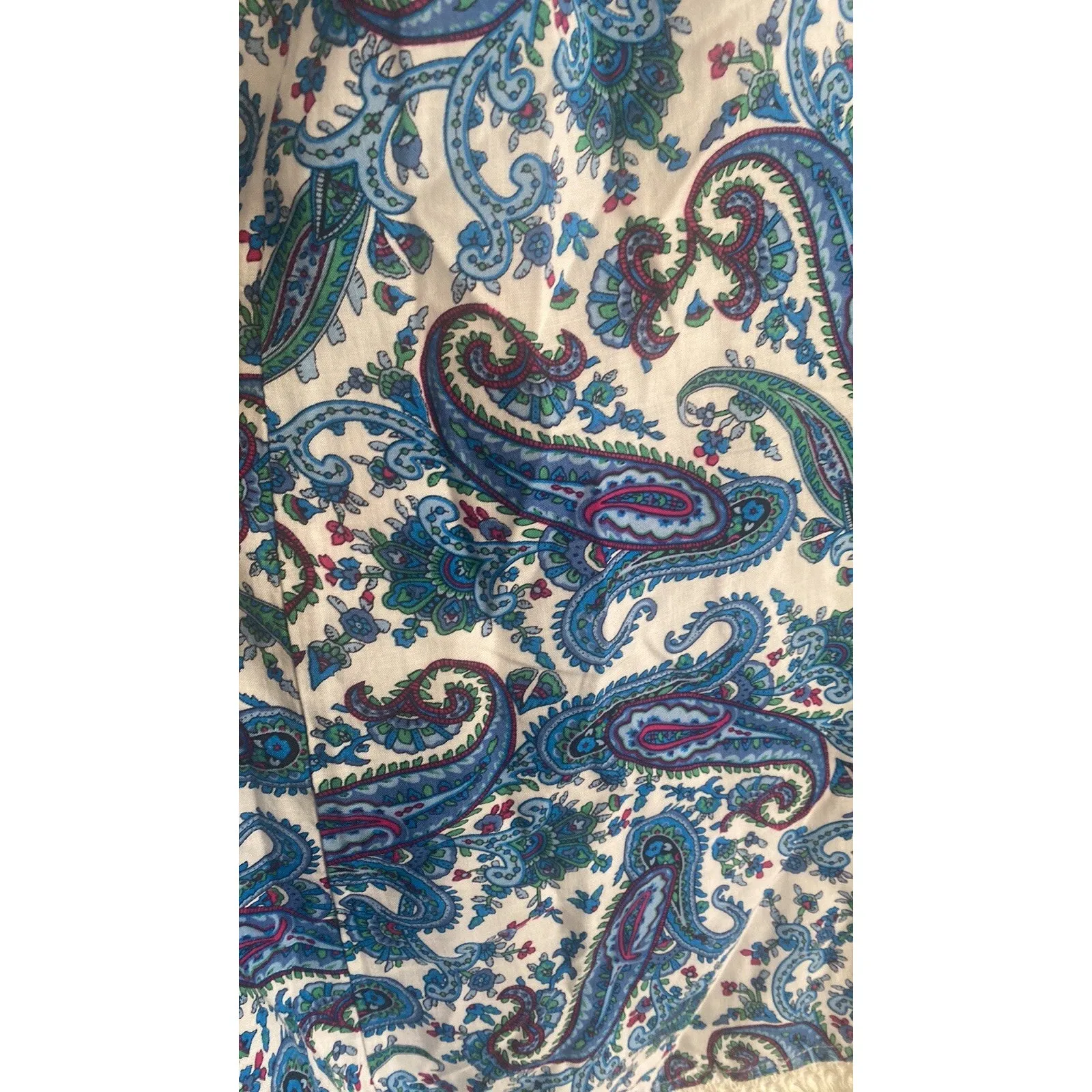 Esley Womens Small Paisley Blue Mini dress With Fringe Hem Cottagecore Boho Fest - Image 4