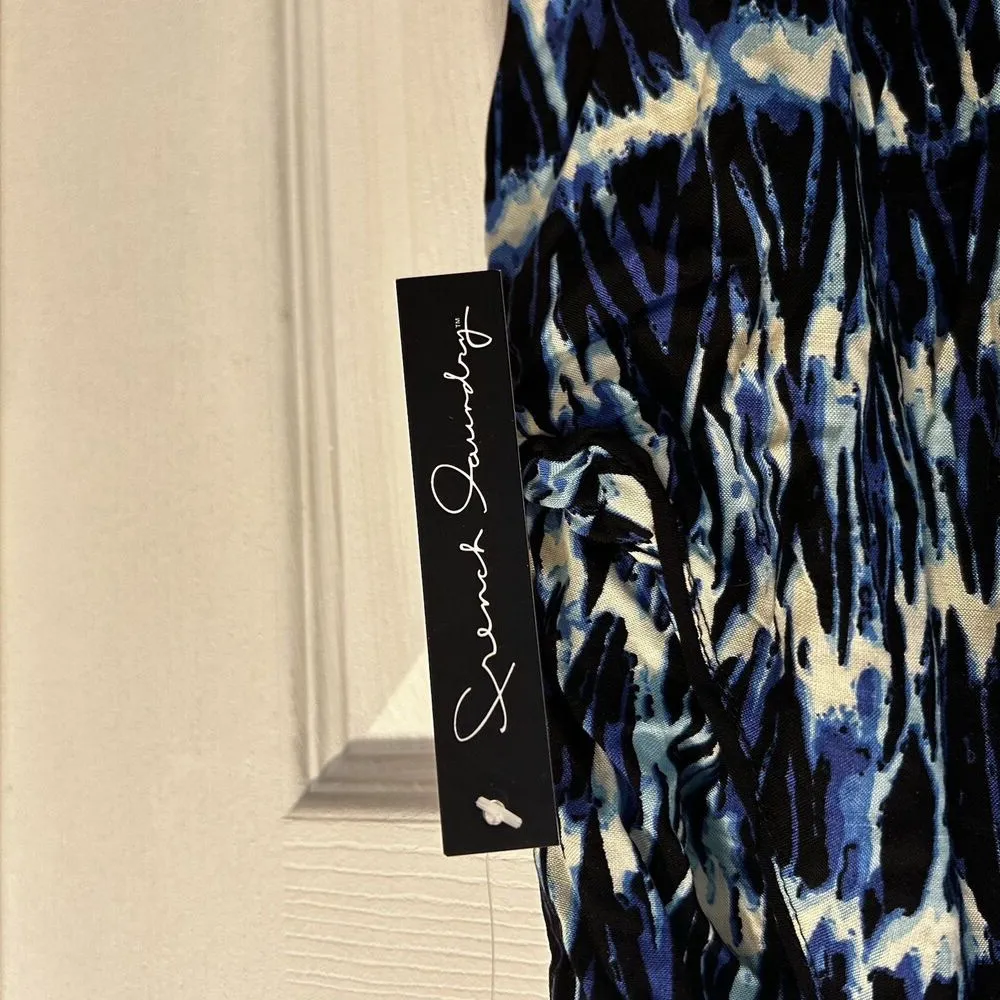 French Laundry Blue Geometric Design Straight Leg Casual Pants Beachy Large New‎ - Image 4