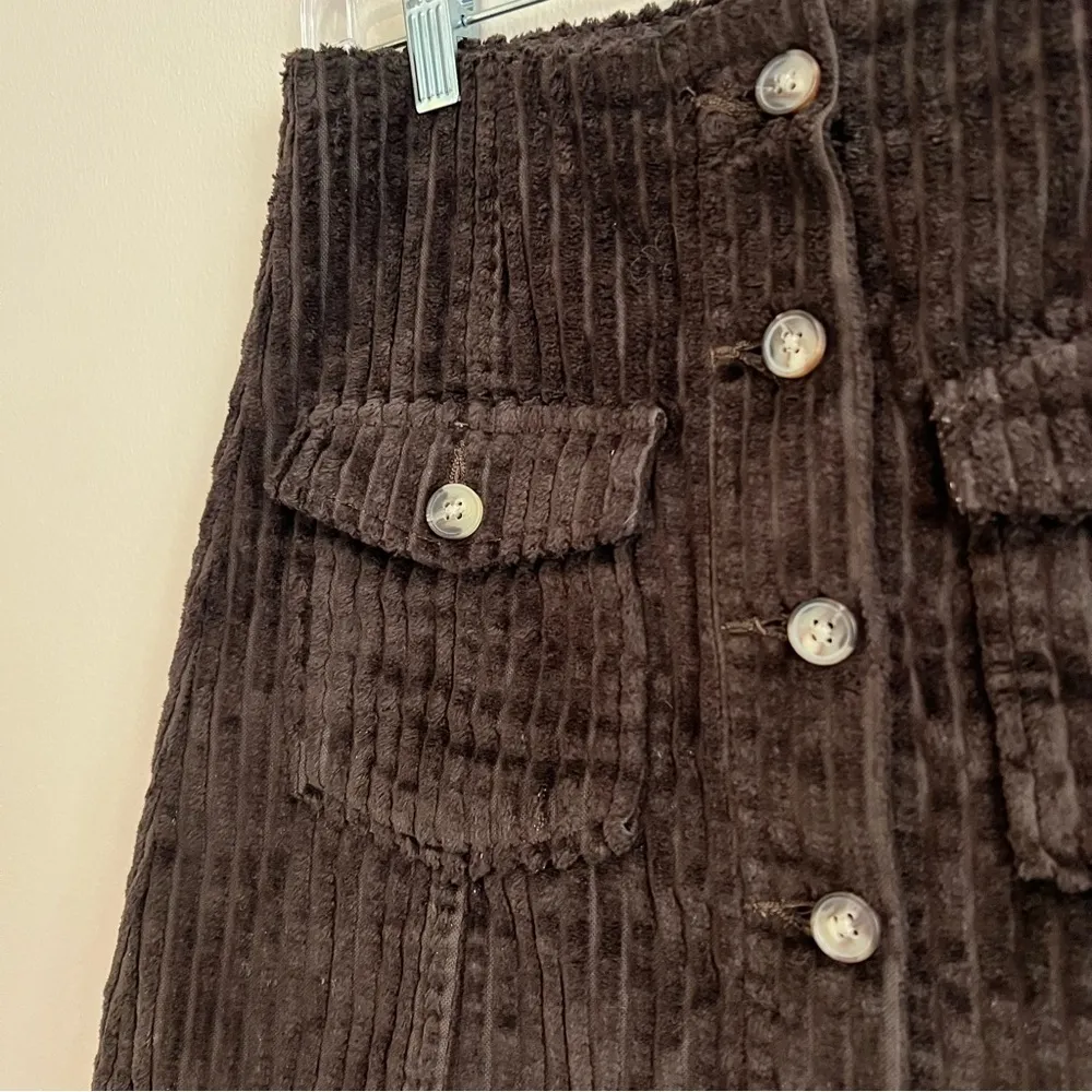 ASOS Brown Corduroy Button-Front Skirt Size 2P - Image 2