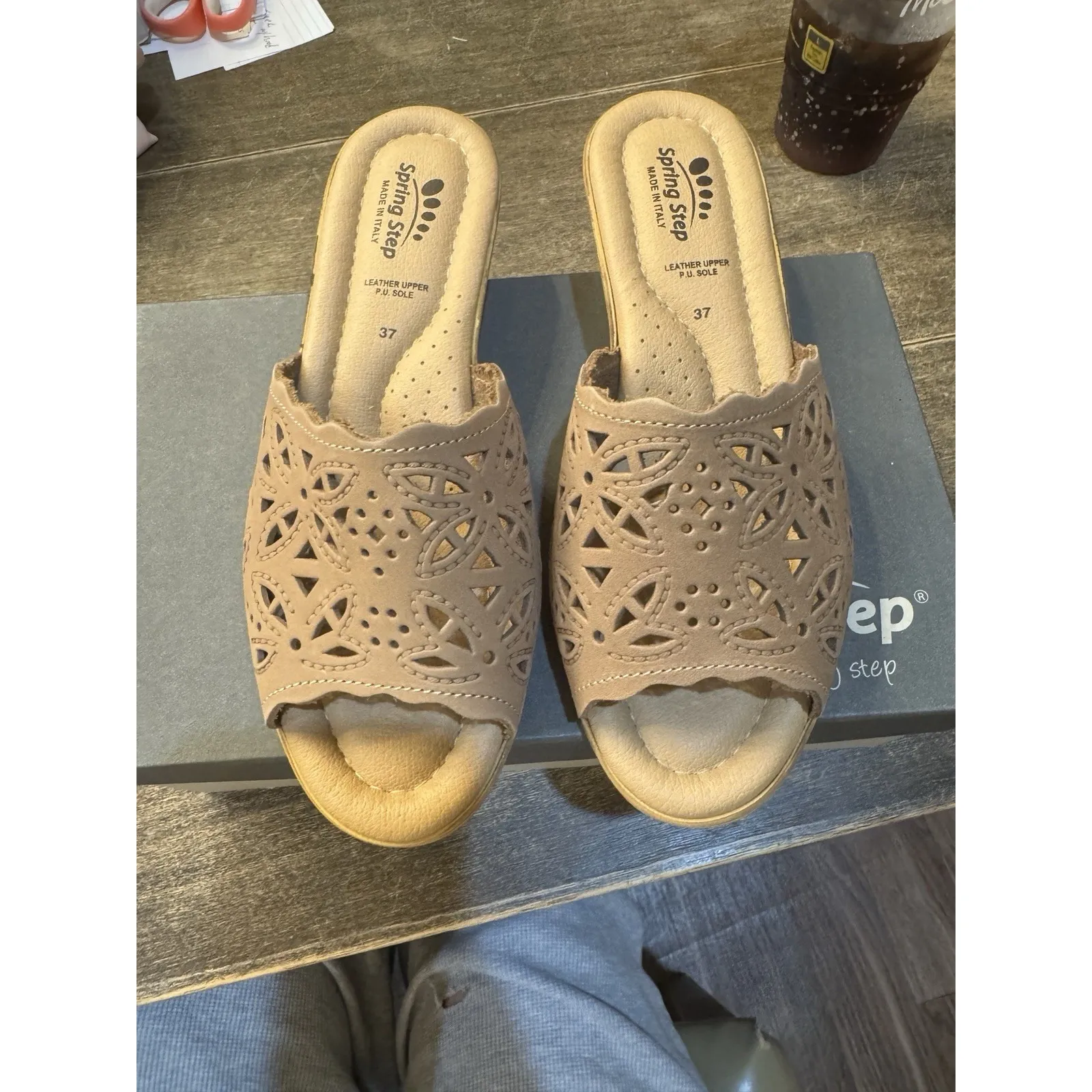 Spring Step Wedge Sandals Estella in Beige Size‎ 37 Size 6.5-7 Slide - Image 4