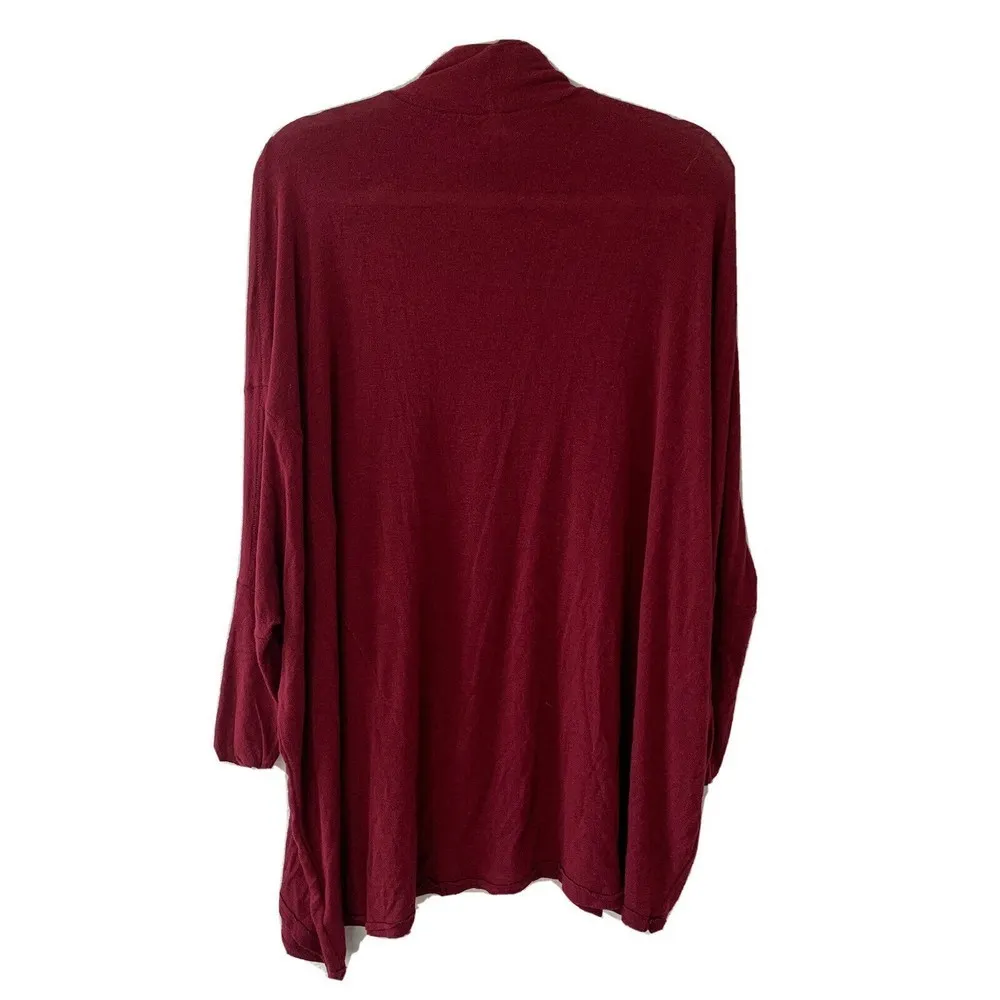 We The Free People Womens Size XS Burgundy Terry Turtleneck Top Blouse - Image 4