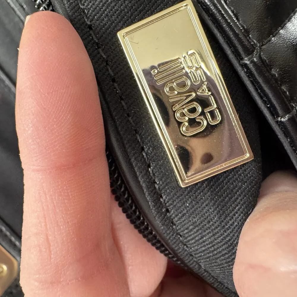 Cavalli Class Quilted Black Leather Shoulder Bag Purse Luxury Designer Handbag - Image 3