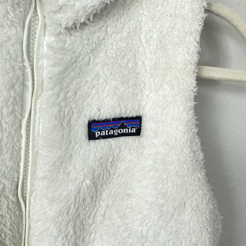 PATAGONIA Women's Los Gatos Vest White Fleece Winter Size Small Pockets - Image 4