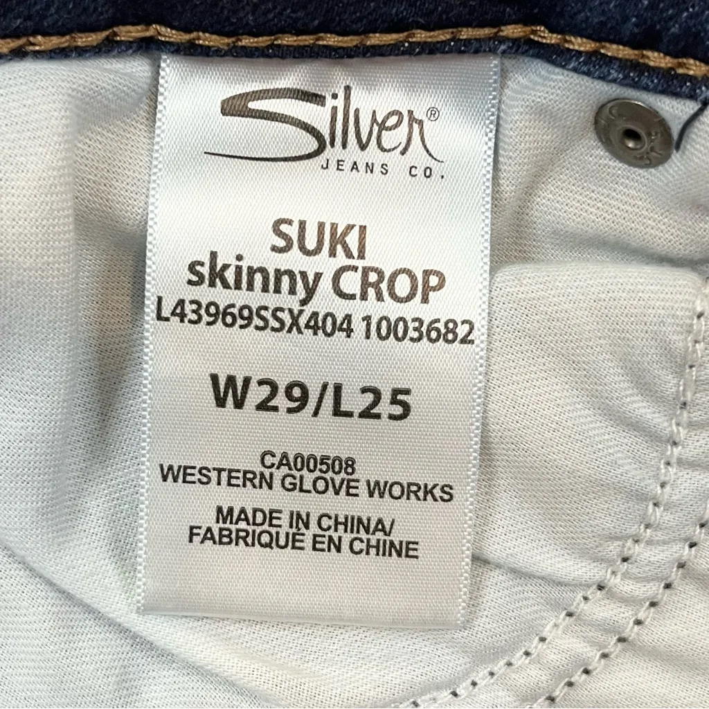 SILVER JEANS Women’s Suki Skinny Crop Dark Wash Blue Denim Jeans 29 - Image 8