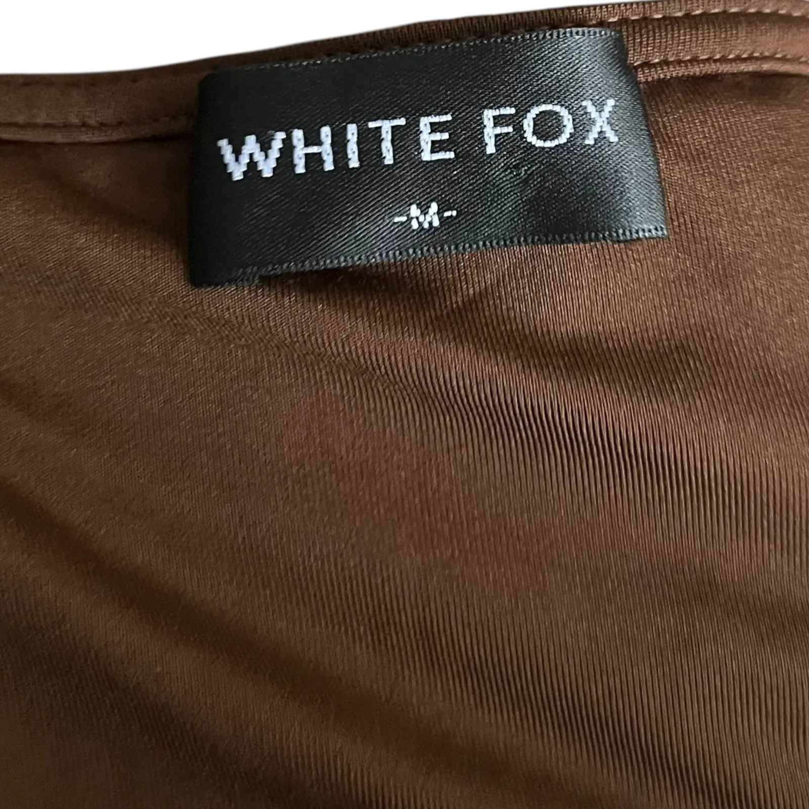 White Fox Brown Cutout Mini Dress Ruched Bodycon Sleeveless Party Cocktail‎ Sz M - Image 6