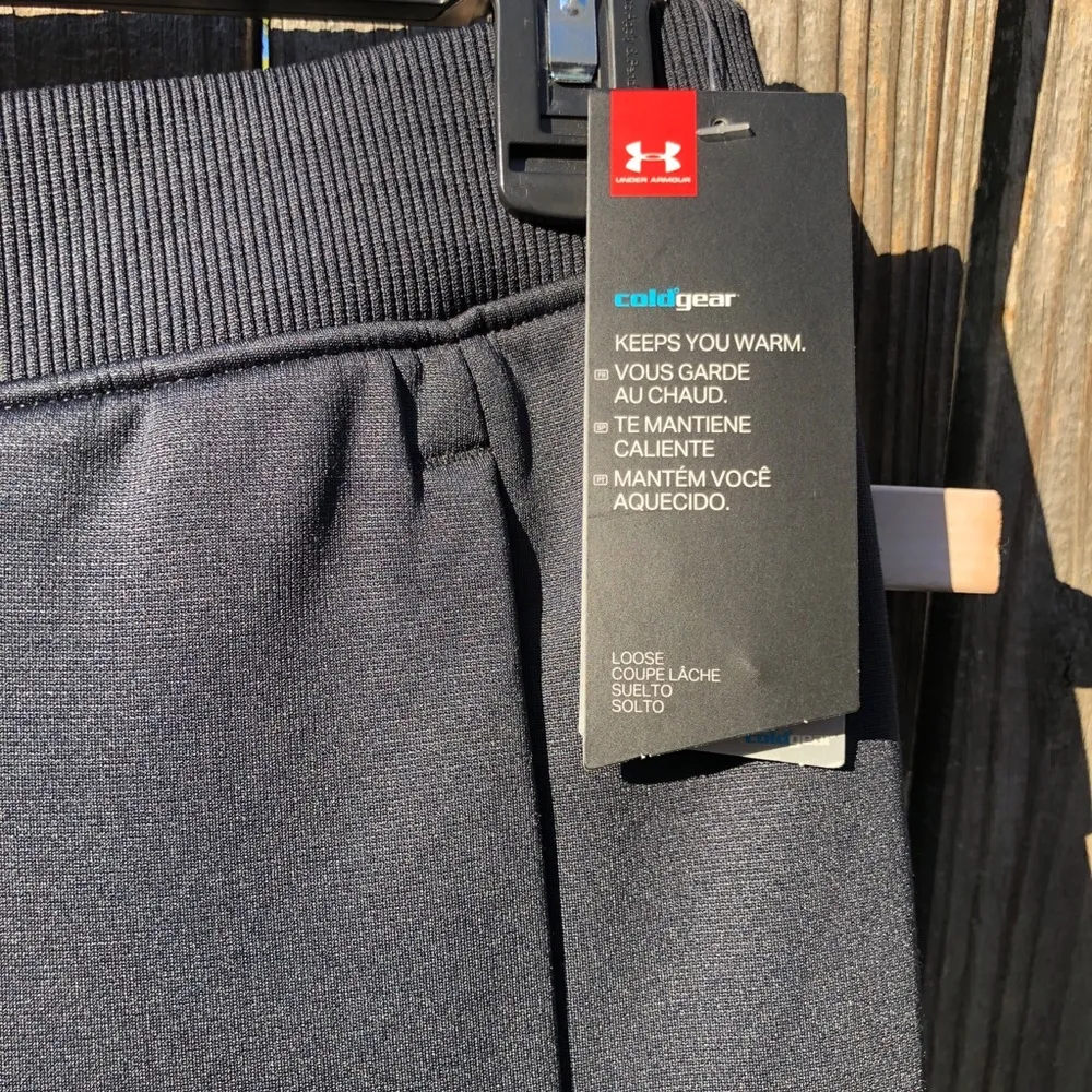 NEW Under Armour Womens ColdGear Fleece Open Hem Pants Loose Pockets Black M - Image 3