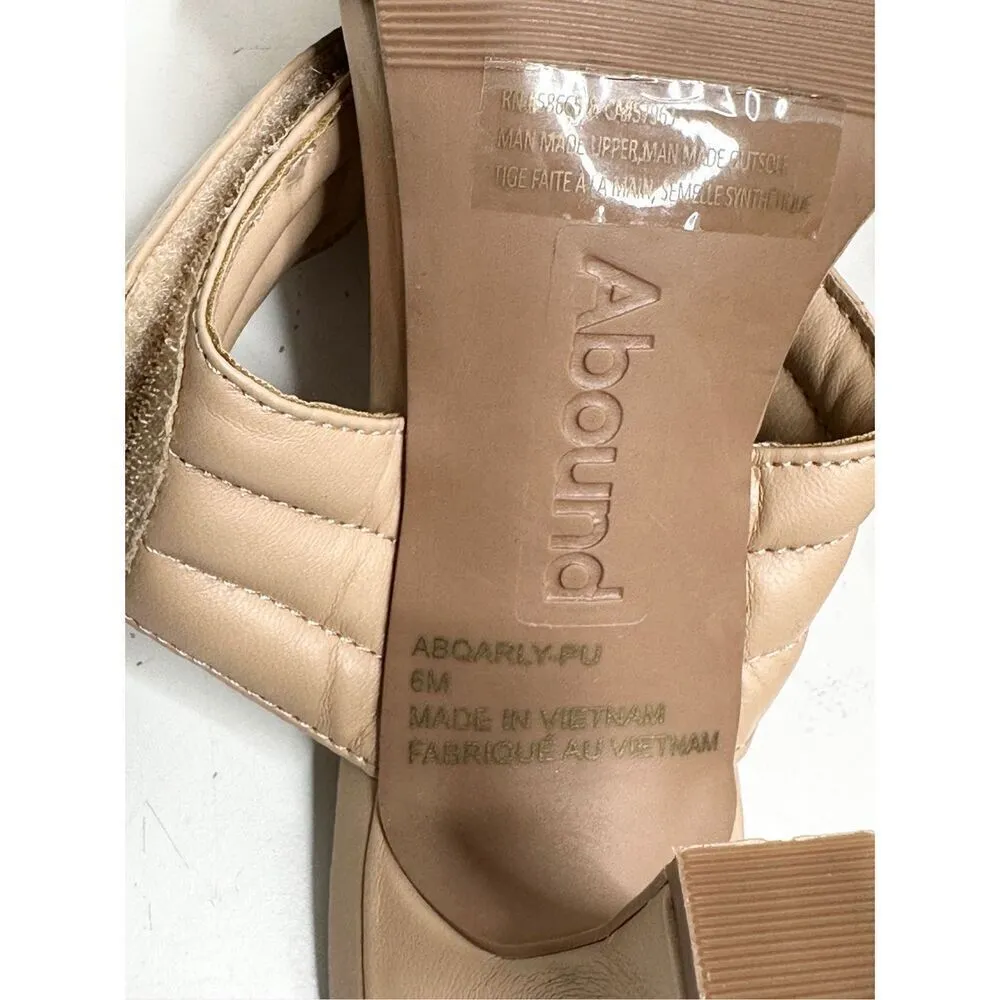 Abound Shoes Womens Size‎ 6 Qarly Heeled Tan Square Toe Slip On Sandals - Image 7