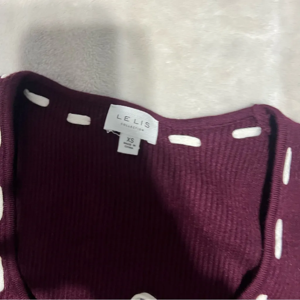 Le Lis Maroon womens Bodysuit with White Accents - Image 3