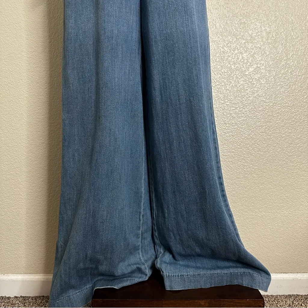 Anthropologie Pilcro Blue Denim Wide Leg Jumpsuit, Size 6 - Image 7
