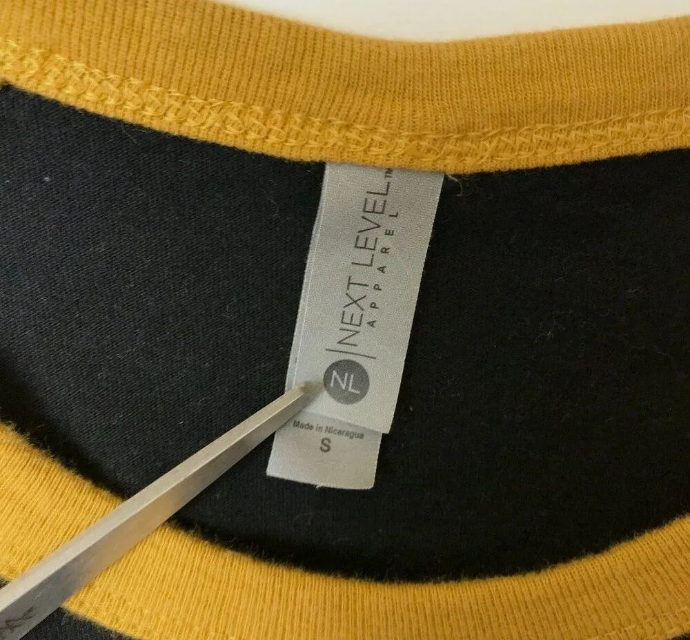 Heavy Temple Raglan Graphic Tee Womens Yellow Black Small S Metal Band Trio - Image 10