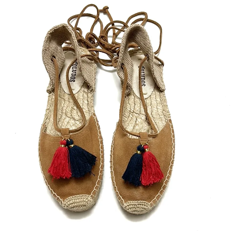 Soludos  ankle wrap suede tassel espadrilles size 7 EUC - Image 2