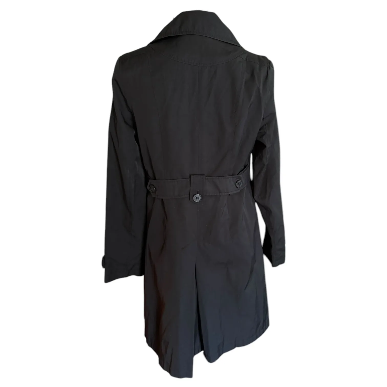 DKNY Women's Black Button Front Trench Coat Size Medium - Image 2