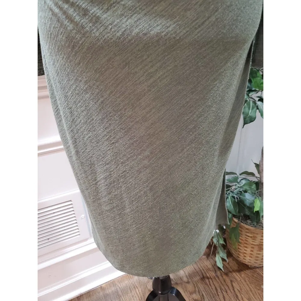 Banana Republic Women Green Polyester Round Neck Long Sleeve Knee Length Dress S - Image 4