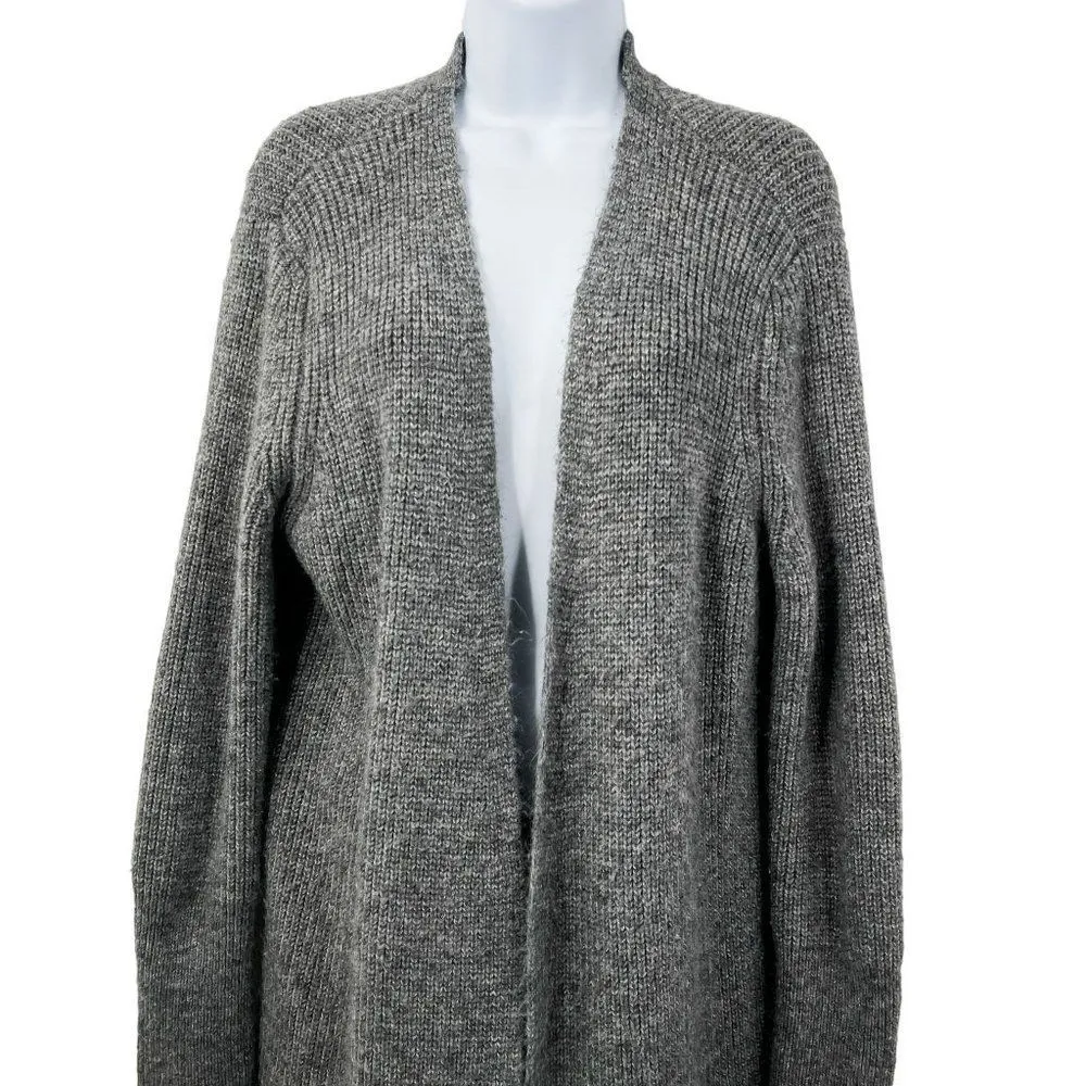 Halogen Longline Ribbed Open Front Duster Cardigan Knit Sweater Wool Blend Yak - Image 3