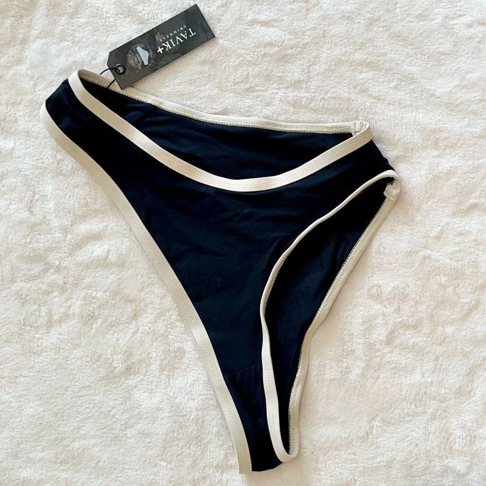 NWT Tavik Jayden Full Coverage Color Blocked Swim Bottom in Black Tapioca - Image 2