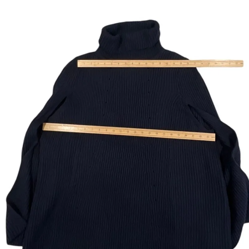 Marcus Adler The Everlee Topper Navy Turtleneck Knit Poncho Sweater One - Image 8
