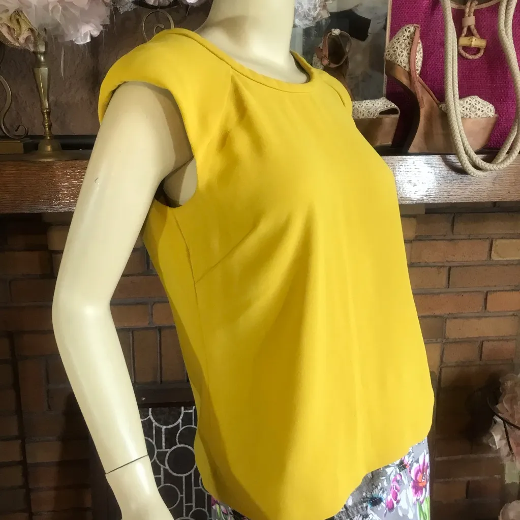 VIVIENNE VIVIENNE TAM CHARTREUSE YELLOW CAP SLEEVE PULL OVER TOP (S) - Image 5