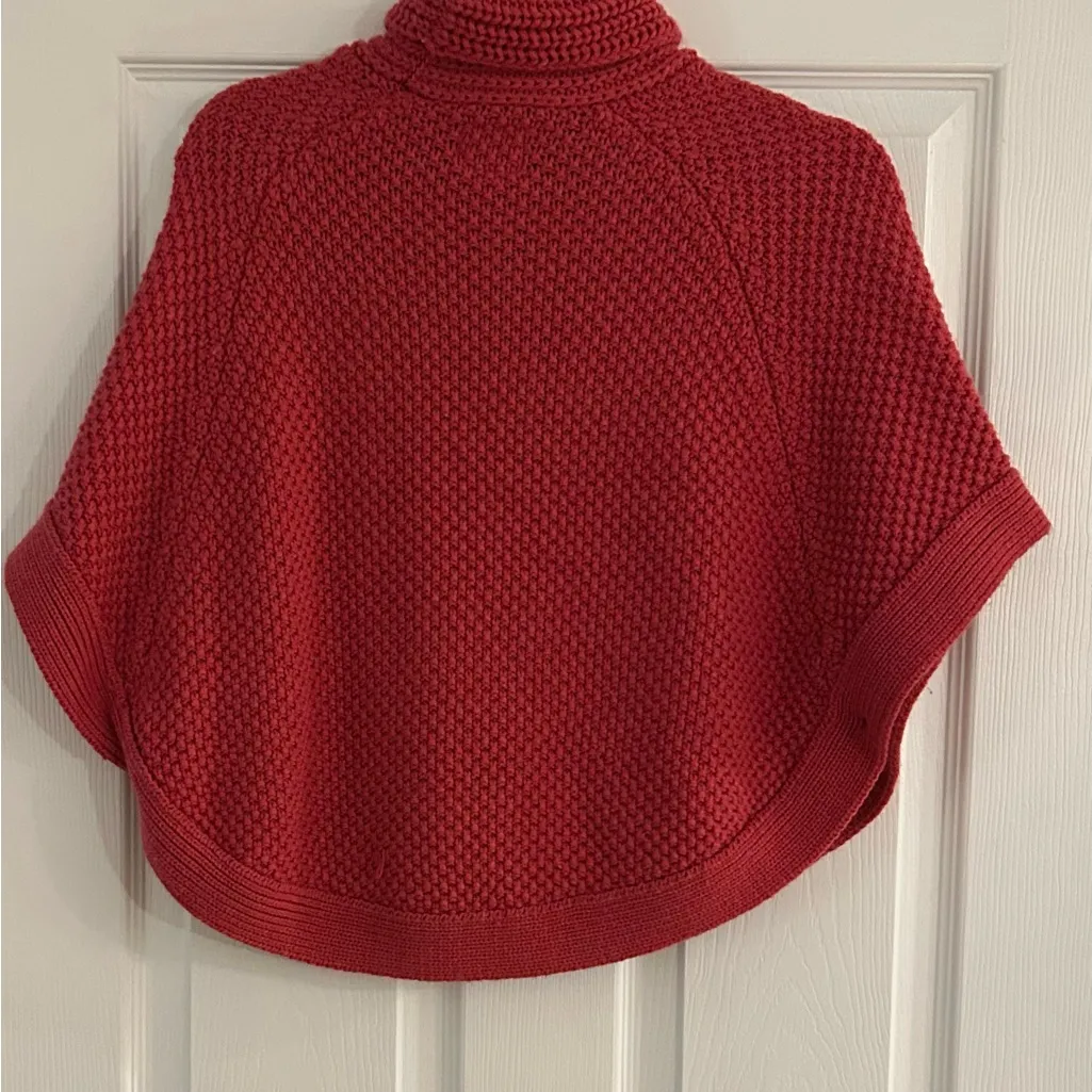 Joules Knit Coral Poncho Sweater Size Medium Pink - Image 3