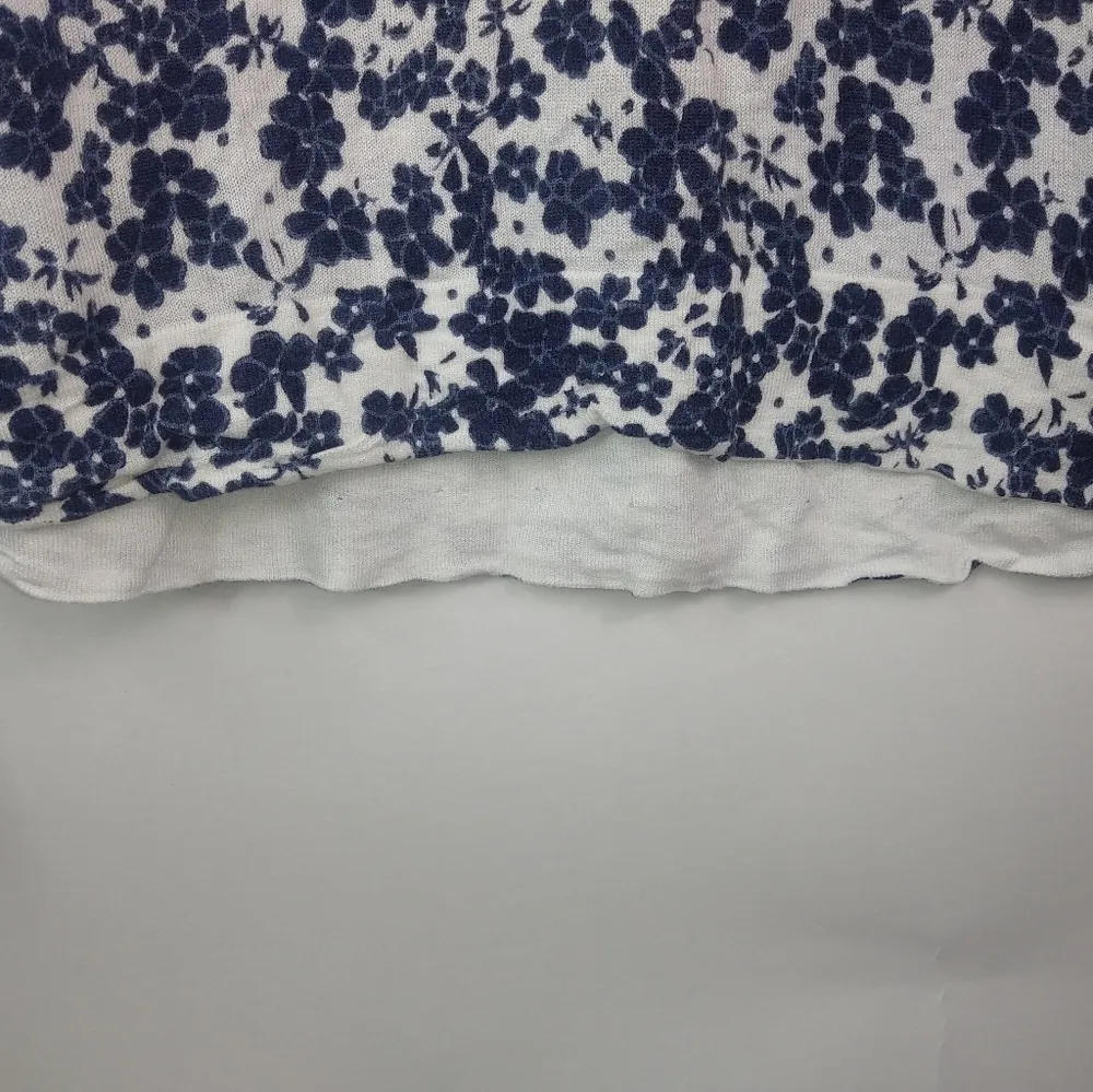 Loft  XL Navy Flowers Pullover Thin Sweater Top Plus - Image 3