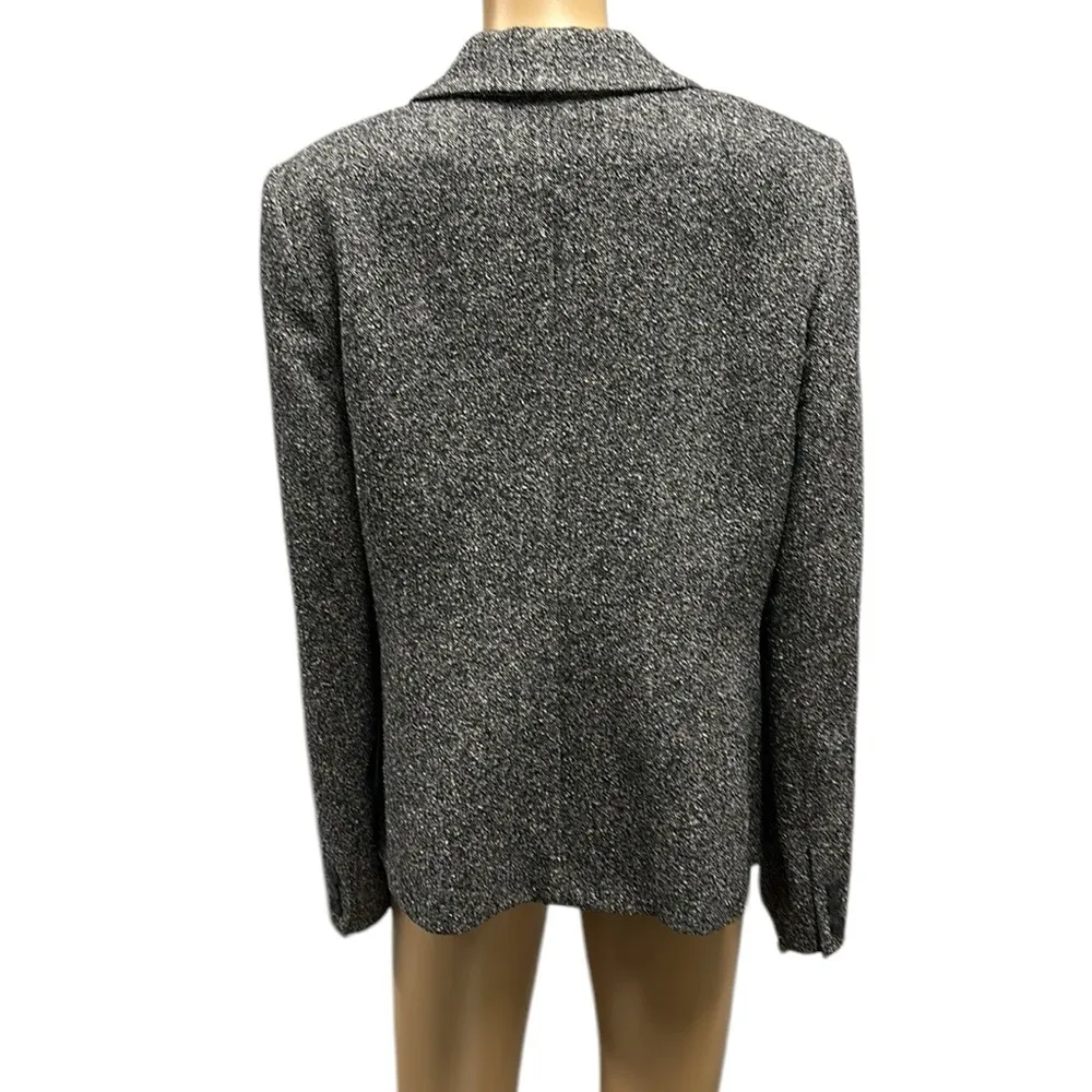 Valerie Stevens Tweed Silk and Wool Blend Gray Tweed 3 Button Blazer Jacket 10 - Image 3