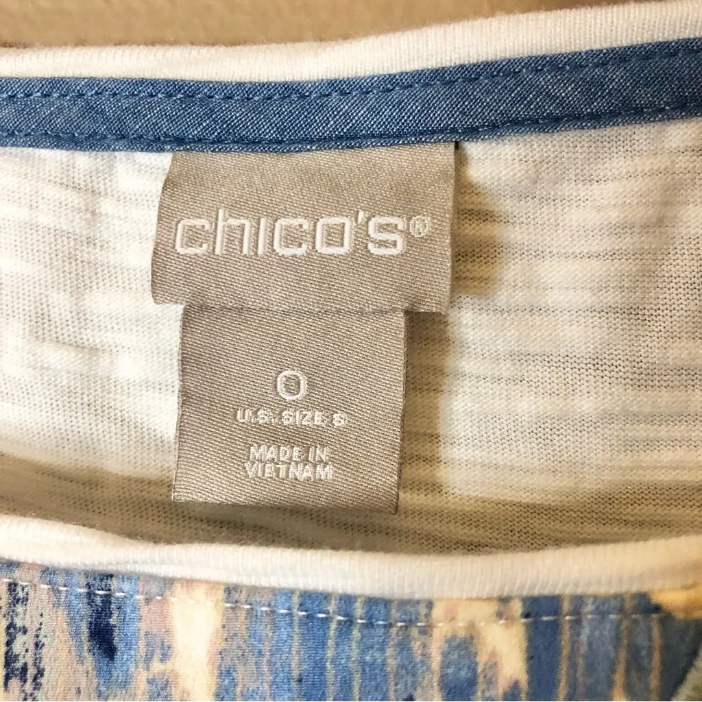 Chico’s Patch Detail Tee Short‎ Sleeves White Small 0 - Image 3