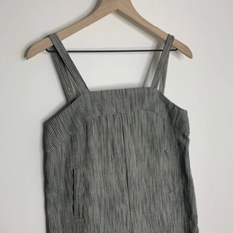 YMC Lodge Cotton Linen Striped Jumpsuit Navy Womens Size XS White - Image 8