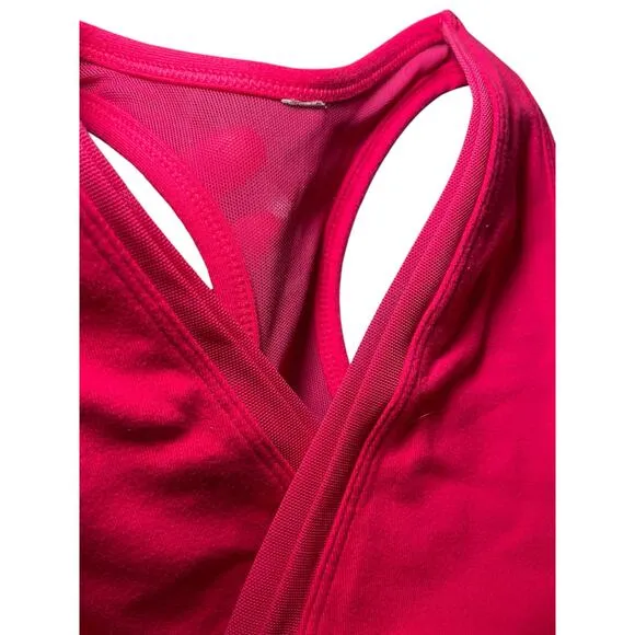 Lululemon Women 4‎ No So Deep V Neck Mesh Sports Bra Raspberry Hot Pink - Image 3