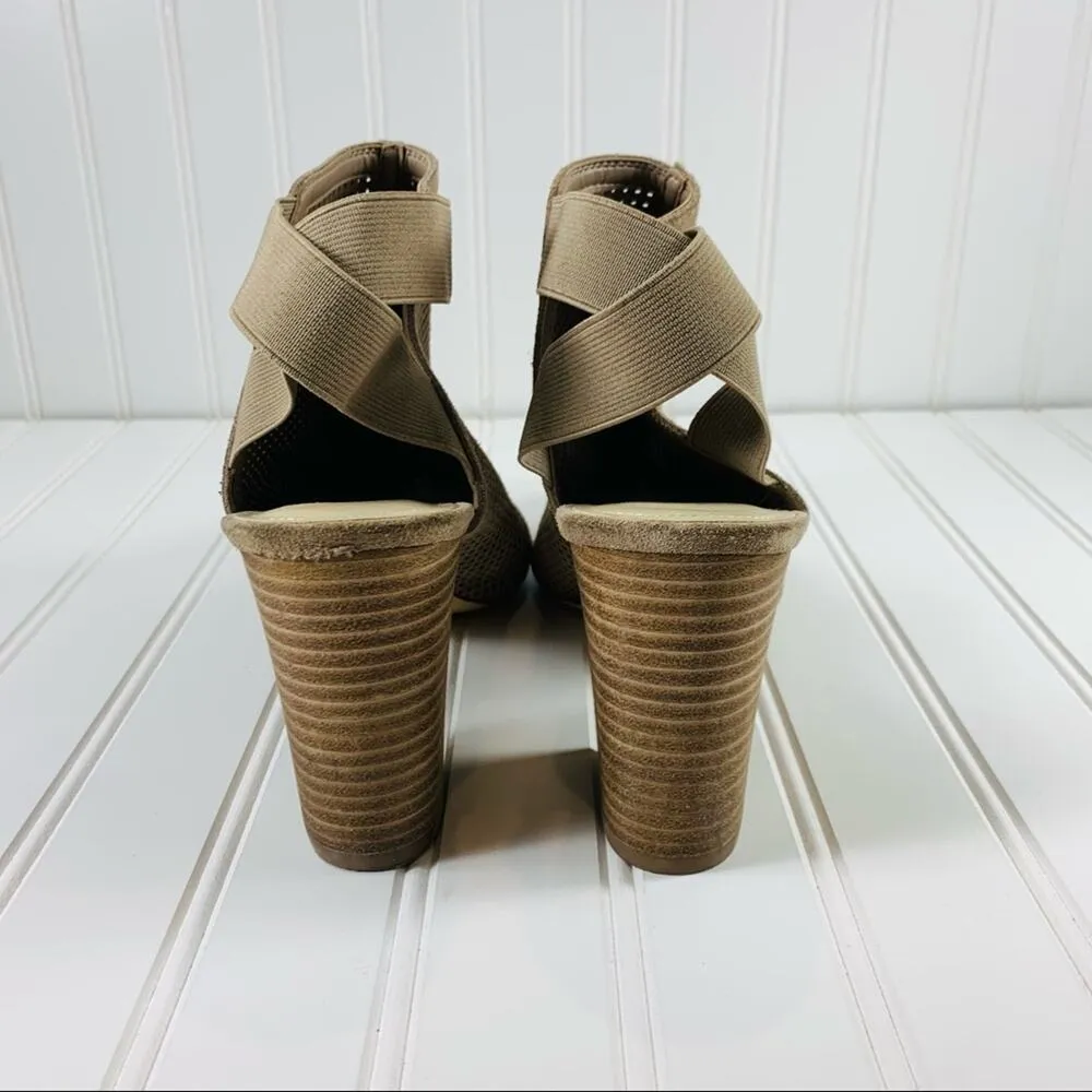 Marc Fisher Tan Suede Perforated Open Bootie Sz 11 - Image 3