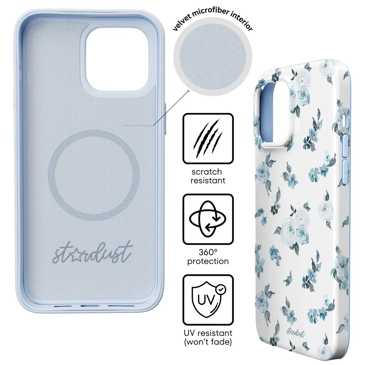 Stardust Coastal Florals MagSafe iPhone 13 Case Cover Floral Phone Case White - Image 3