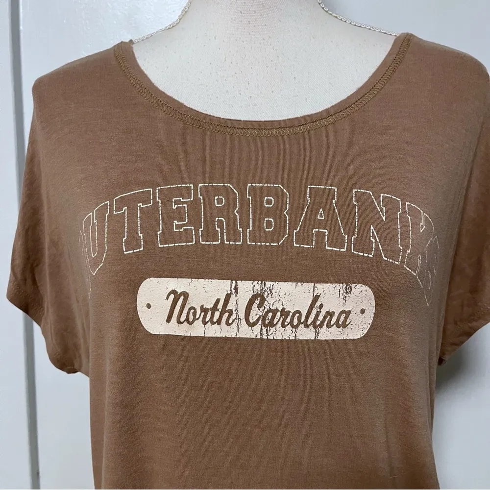 Altar’d State • Tan Cropped Outer Banks Tee Shirt - Image 2