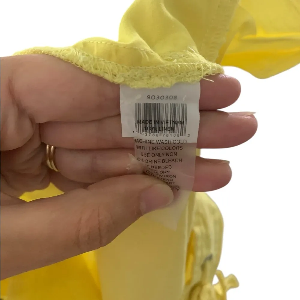 Vince Camuto yellow linen drawstring pants size L - Image 3