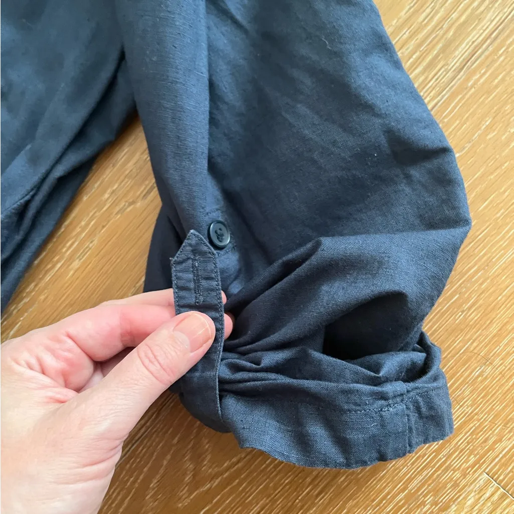 Uniqlo Dark Blue Women's oversized shirt dress with belt gently worn - Image 6