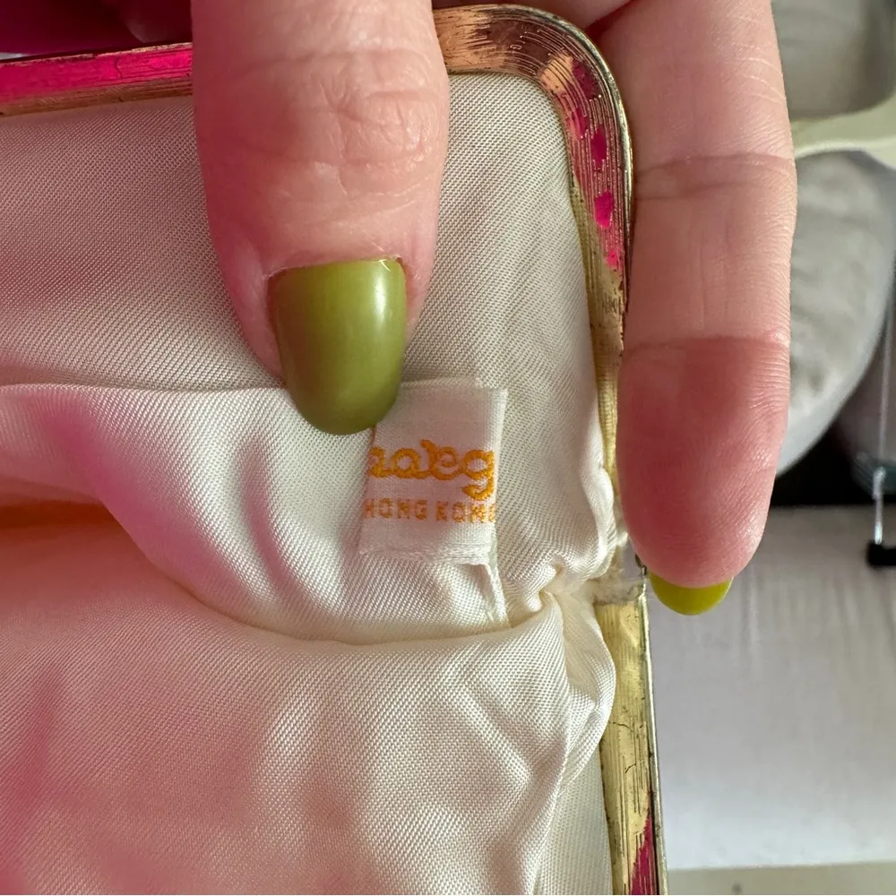 Vintage Mini Bag La Regale Beaded Sequined Evening Purse Gold Chain bride ivory - Image 6