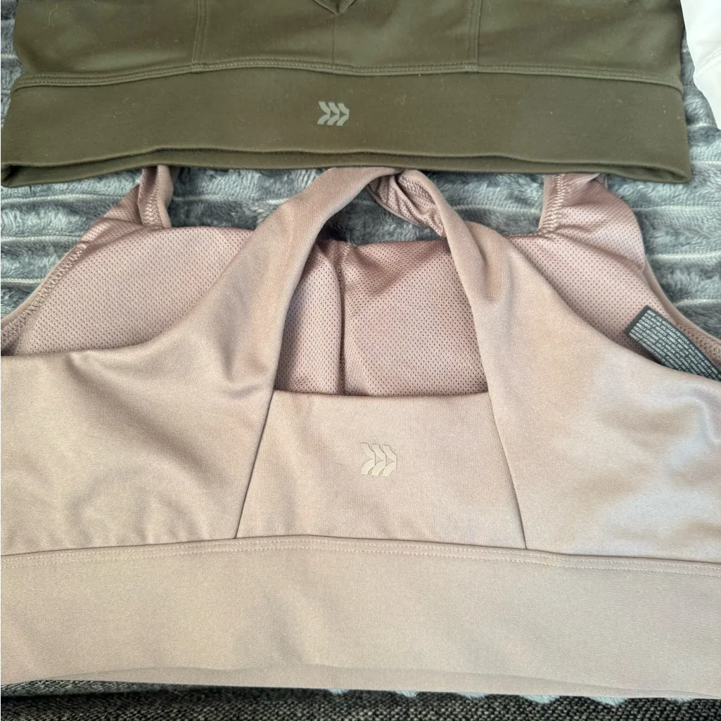 Lot of 4 Sports Bras All in Motion Athleta White Olive Green Tan Size Medium - Image 10