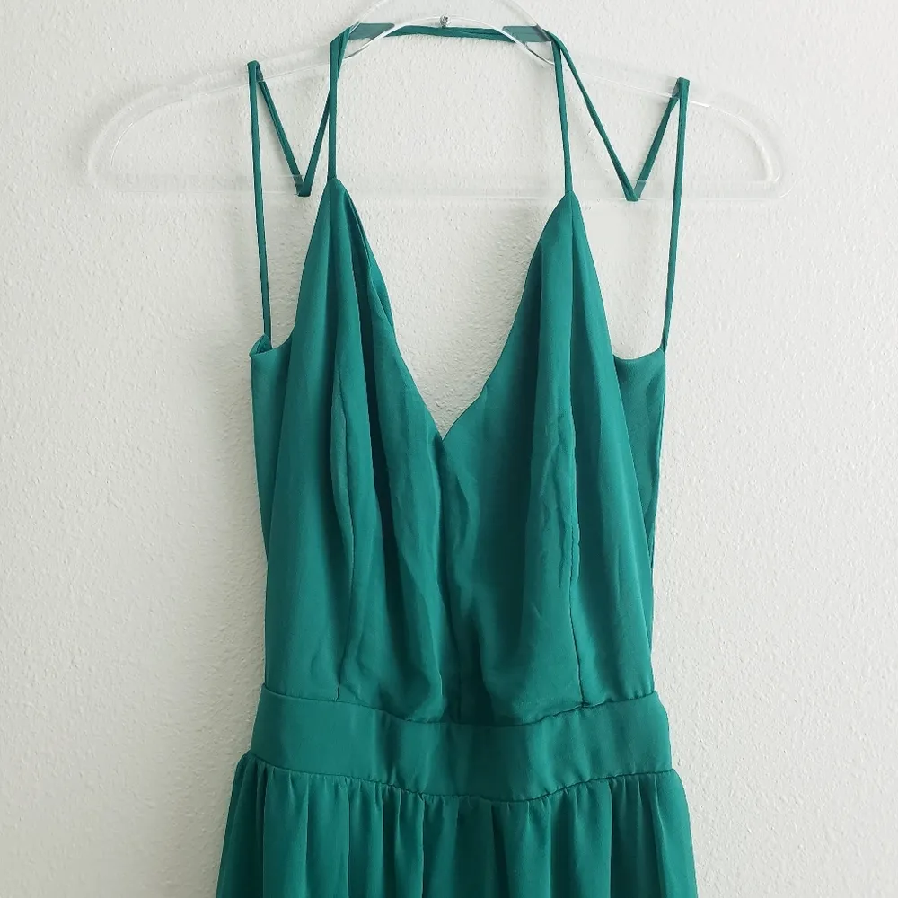 Lulus Backless Strap Maxi Dress Lined Sexy Elegant Green - Image 4