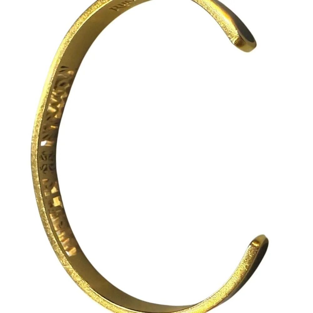 Rustic Cuff Gold & Black Enamel Inspirational Laugh Often Cuff Signed Bracelet - Image 13