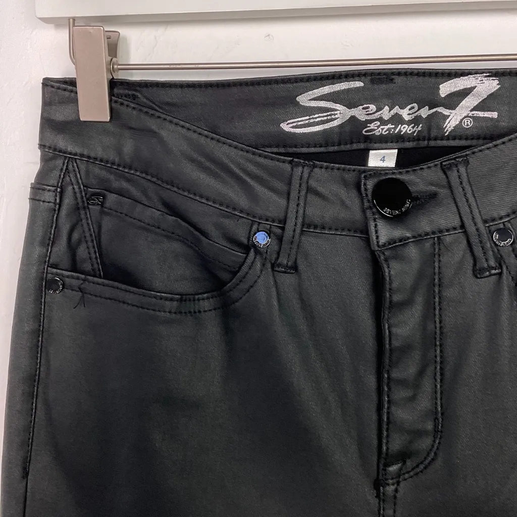 Seven7 Black Coated Ultra High Rise Skinny Jeans 4 - Image 2