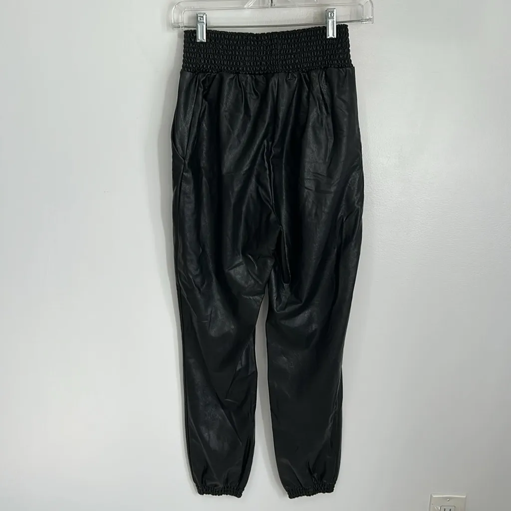 Commando Faux Leather Smocked Waist Joggers - Image 6